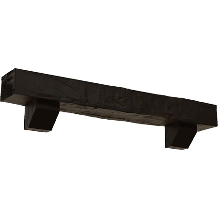 Ekena Millwork Kit w/ Ashford Corbels, NaturaL Ash, 8"H x 10"D x 72"W Hand Hewn Faux Wood Fireplace ManteL MANUHH08X10X72ASNS
